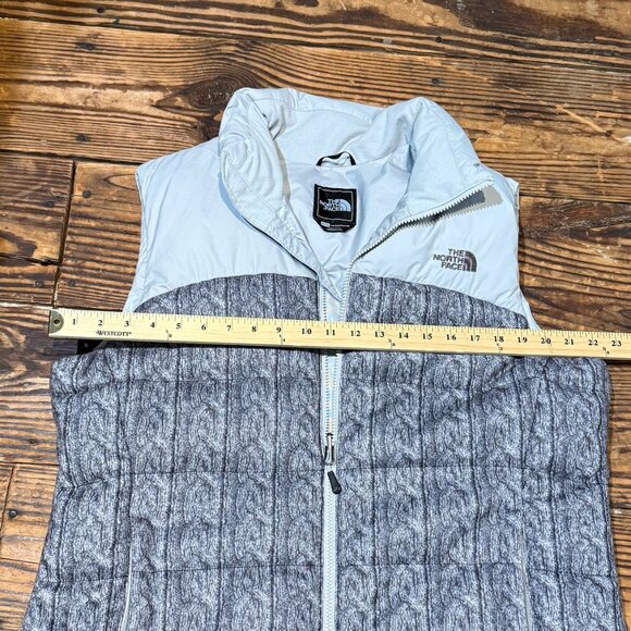 Vintage North Face Nuptse 700 Puffer Vest - RARE Gray Sweater Print - Womens XL - Picture 7 of 14